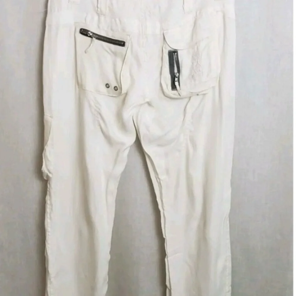 Johnny Was Pete & Greta Marika Cargo Pants Button Zipper Front  White Y2K - Picture 2 of 5